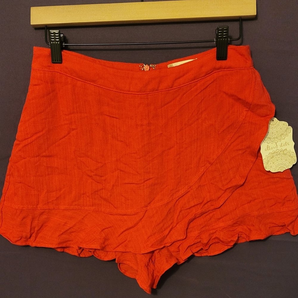 Altar'd State Bright Orange Ruffled Skort Shorts
